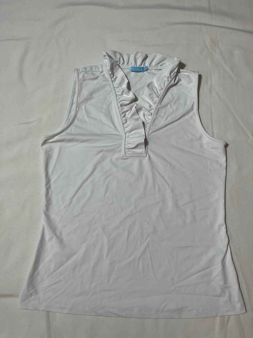 J.McLaughlin Durham Sleeveless Ruffle Top White Size Small Catalina Cloth